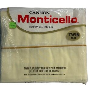Cannon Monticello No-Iron Twin Flat Sheet YELLOW 39x76 NEW